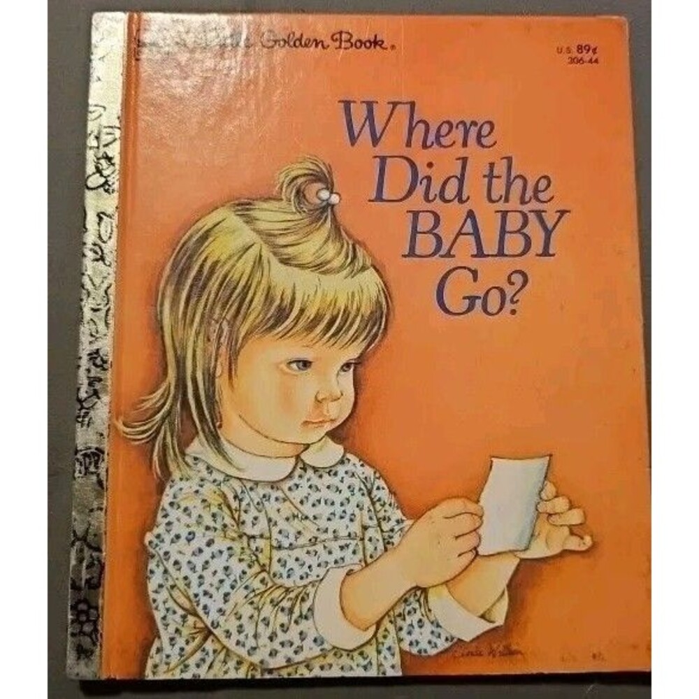 Little Golden Book : Where Did The Baby Go? - Sheila Hayes (HC, 1974) 306-44 Vtg